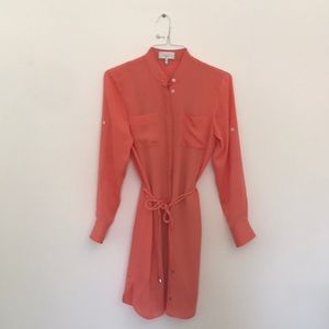 Adam Lippes Coral Silk Shirtdress